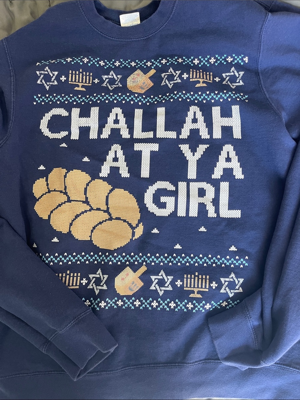 Port and Company Navy 'Challah At Ya Girl' Graphic Crewneck
